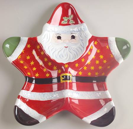 Holiday Celebrations (Green Trim) Santa 3 Section Server