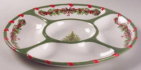 Holiday Celebrations (Green Trim) 1 Piece Chip & Dip