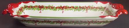 Holiday Celebrations (Green Trim) 20" Bread Basket