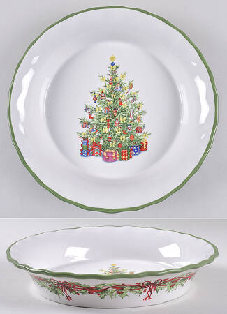 Holiday Celebrations (Green Trim) 10" Pie Baking Plate