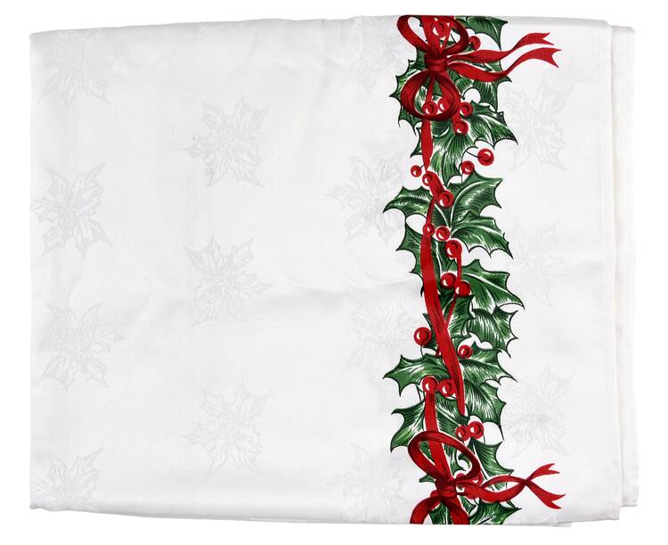 Holiday Celebrations (Green Trim) 60" X 104" Oblong Tablecloth