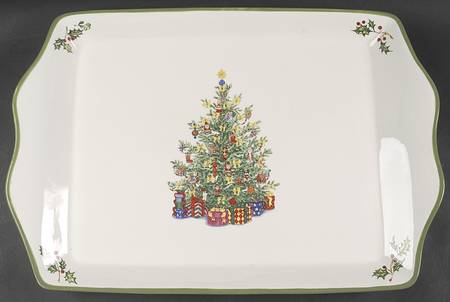 Holiday Celebrations (Green Trim) 20" Rectangular Tray
