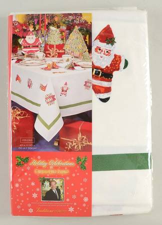 Holiday Celebrations (Green Trim) 60" X 120" Oblong Tablecloth