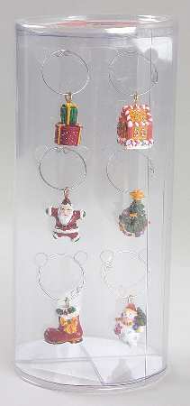 Holiday Celebrations (Green Trim) Wine Markers (Box Set of 6)