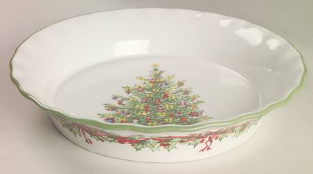 Holiday Celebrations (Green Trim) 10" Pie Baking Plate