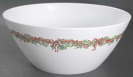 Holiday Celebrations (Green Trim) 11" Large Melamine Salad Serving Bowl