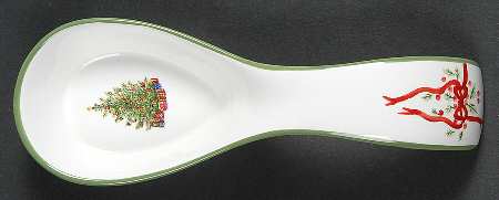 Holiday Celebrations (Green Trim) Spoon Rest/Holder (Holds 1 Spoon)