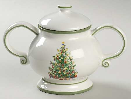Holiday Celebrations (Green Trim) Sugar Bowl & Lid