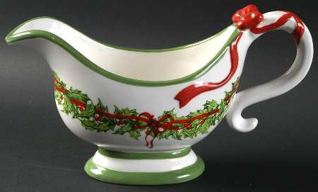 Holiday Celebrations (Green Trim) Gravy Boat