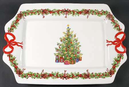 Holiday Celebrations (Green Trim) 20" Rectangular Tray
