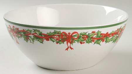 Holiday Celebrations (Green Trim) 9" Round Vegetable Bowl