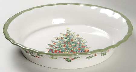 Holiday Celebrations (Green Trim) 10" Pie Baking Plate
