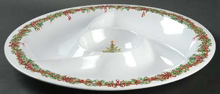 Holiday Celebrations (Green Trim) 1 Piece Melamine Chip & Dip