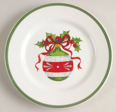 Holiday Celebrations (Green Trim) Canape Plate