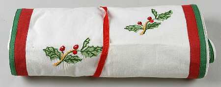 Holiday Celebrations (Green Trim) 13" X 72" Cloth Table Runner