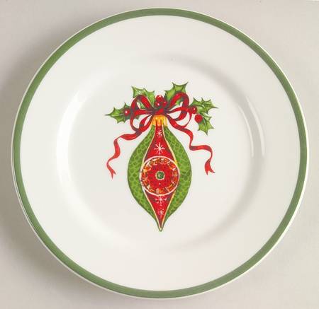 Holiday Celebrations (Green Trim) Canape Plate
