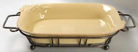 Madeira Harvest (Dijon Gold) 11" Rectangular Baker & Metal Stand