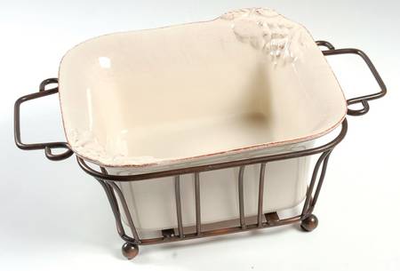 Madeira Harvest (Vanilla Creme) 9" Square Baker & Metal Stand