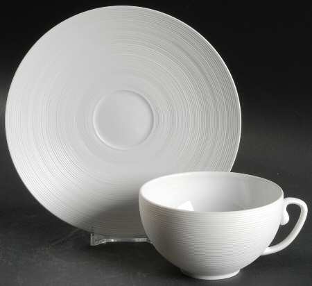 Hemisphere White Flat Cup & Saucer Set