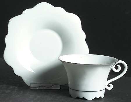 Samoa Platinum (Platinum Trim and Verge) Flat Cup & Saucer Set