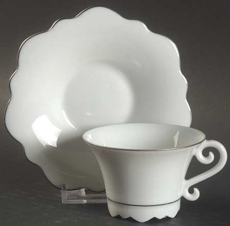 Samoa Platinum (Platinum Trim and Verge) Flat Demitasse Cup & Saucer Set