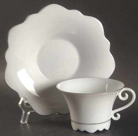 Samoa Platinum (Platinum Trim and Verge) Flat Cup & Saucer Set