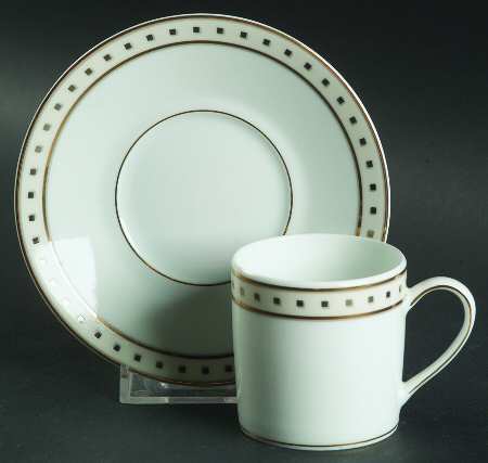 Babylone Ivory Flat Demitasse Cup & Saucer Set