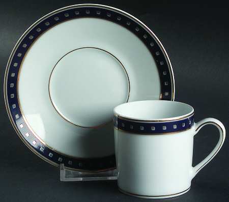 Babylone Blue Flat Demitasse Cup & Saucer Set