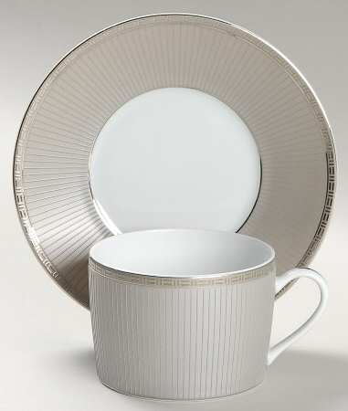 Metropolis Grey (Metallic) Flat Cup & Saucer Set