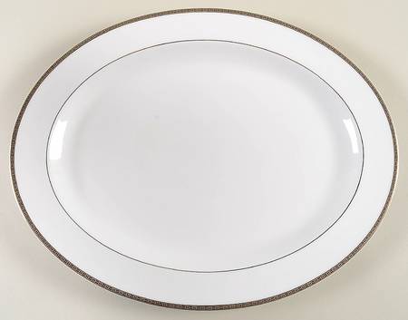 Metropolis Grey (Metallic) 15" Oval Serving Platter