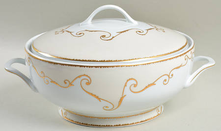 Follement (Gold Trim) Round Covered Vegetable