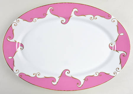 Follement (Gold Trim) 16" Oval Serving Platter