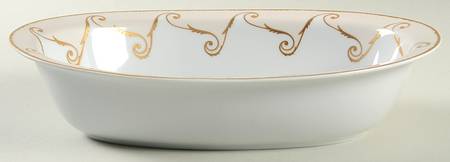 Follement (Gold Trim) 10" Oval Vegetable Bowl