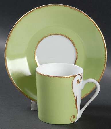 Follement (Gold Trim) Flat Demitasse Cup & Saucer Set