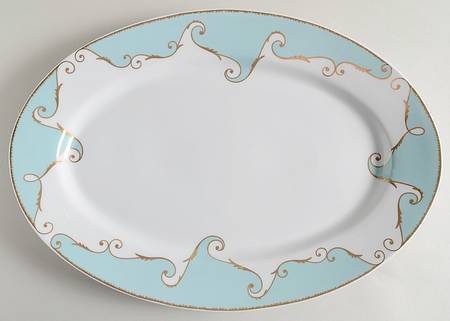 Follement (Gold Trim) 16" Oval Serving Platter