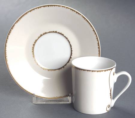 Follement (Gold Trim) Flat Demitasse Cup & Saucer Set