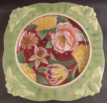Floral Tapestry 16" Square Serving Platter