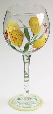 Floral Tapestry 14 Oz Glassware Goblet Wine