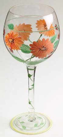 Floral Tapestry 14 Oz Glassware Goblet Wine