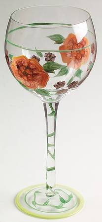 Floral Tapestry 14 Oz Glassware Goblet Wine