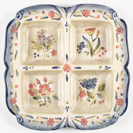 Flora Divided 4-Part Square Platter