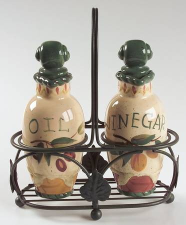 Chianti Vinegar and Oil Set with Metal Stand