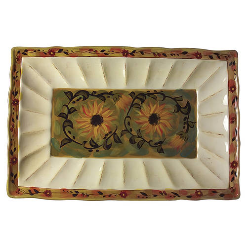 Sunflower (Scalloped Edge) 20" Rectangular Serving Platter by Certified International