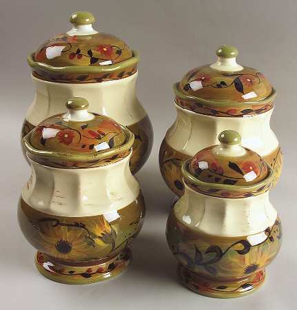 Sunflower (Scalloped Edge) (4 Piece) Canister Set (Box Set)