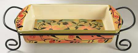 Sunflower (Scalloped Edge) 17" Rectangular Baker W/Metal Stand