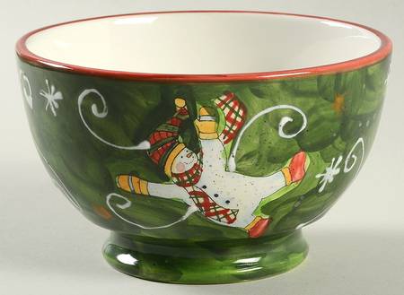 Tumbling Snowman (Red or Green Handles) 5" All Purpose Bowl
