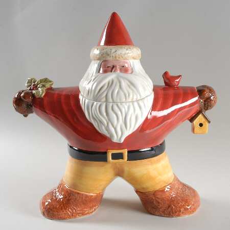 Star Santa Figural Cookie Jar & Lid