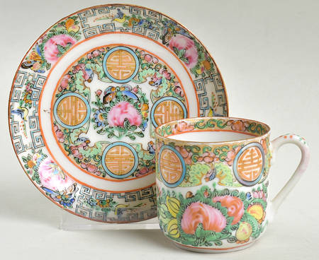 Rose Medallion (No People) Flat Cup & Saucer Set