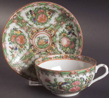 Rose Medallion (No People) Flat Cup & Saucer Set