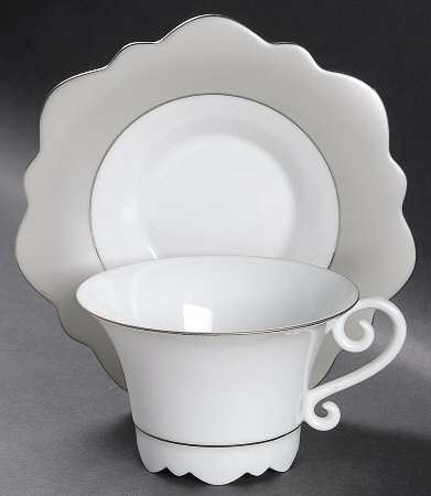 Samoa Gray Silver Flat Cup & Saucer Set